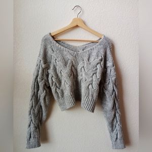 SO Medium Grey Wide-neck Chunky Knit Sweater